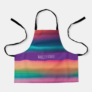Rainbow Texture line Gradient Pattern Apron