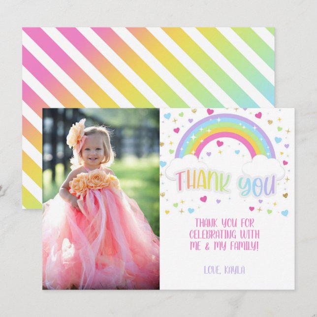 Rainbow Thank You Photo Card - Pastel (Front/Back)