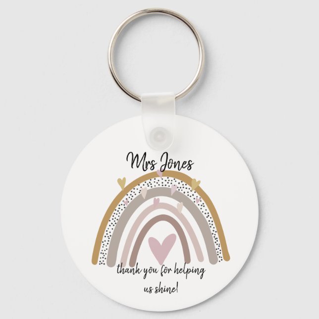 Rainbow thank you teacher gift keychain (Front)