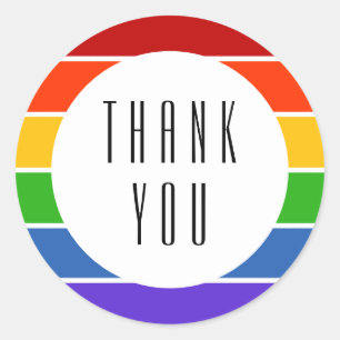 Rainbow Thank You White Stripe Classic Round Sticker