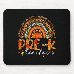 Rainbow Thankful Pre K Teacher Fall Thanksgiving Mouse Pad