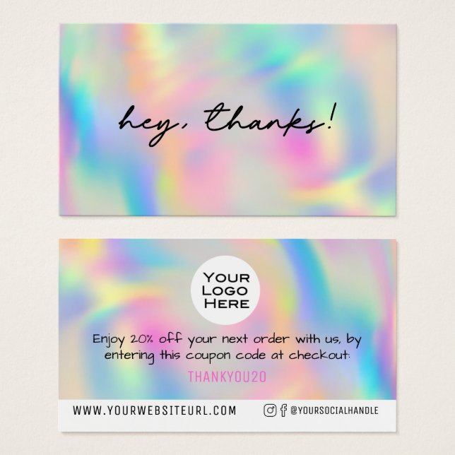 Rainbow Thanks Add Logo Discount Card Insert (Front & Back)