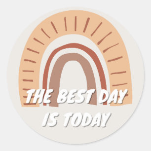 Rainbow The Best Day Is Today Affirmation Quotes  Classic Round Sticker