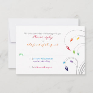 Rainbow Theme Floral Wedal RSVP Réponse