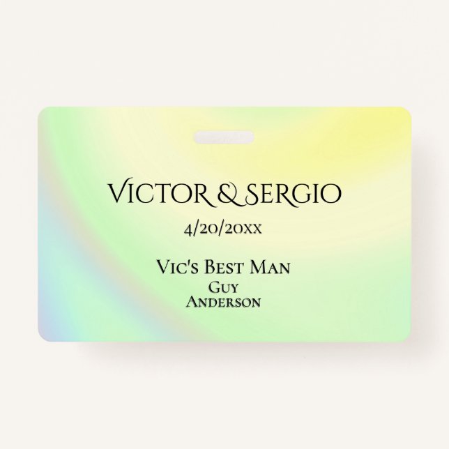 Rainbow Theme Wedding Party ID Double Sided Badge (Front)