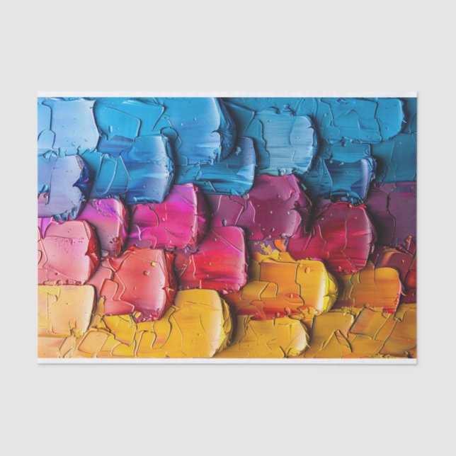Rainbow Thick Oil Paint Brushstroke Decoupage Tissue Paper (Front)