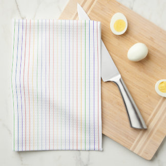 Rainbow Thin Stripes White Pattern Kitchen Towel