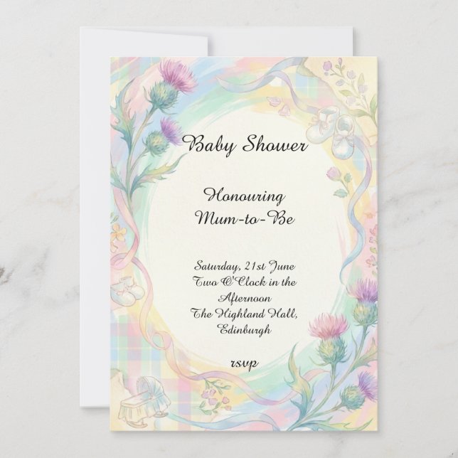 Rainbow Thistle Baby Shower Invitation (Front)