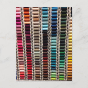 Rainbow Thread Spools Sewing Fashion Design Notion Postcard