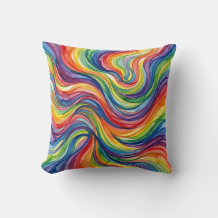 Rainbow Throw Pillow – Abstract Watercolor