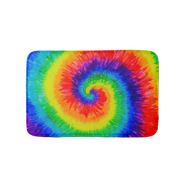 Rainbow Tie-Dye Alcohol Ink Bath Mat (Front)