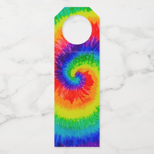 Rainbow Tie-Dye Alcohol Ink Bottle Tag (Front)