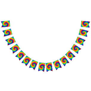 Rainbow Tie-Dye Alcohol Ink Bunting Flags