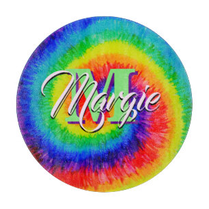 Rainbow Tie-Dye Alcohol Ink Cutting Board