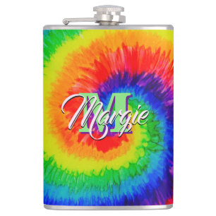 Rainbow Tie-Dye Alcohol Ink Hip Flask