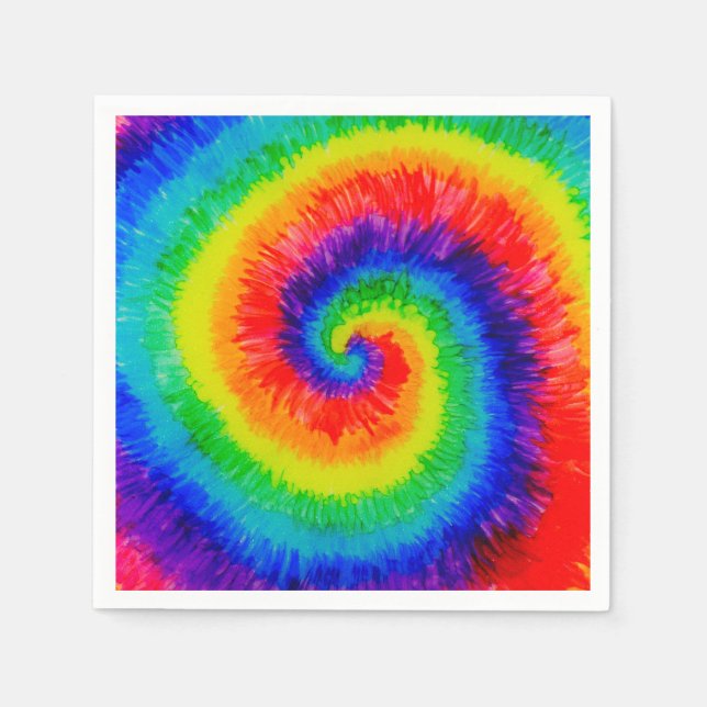 Rainbow Tie-Dye Alcohol Ink Napkin (Front)