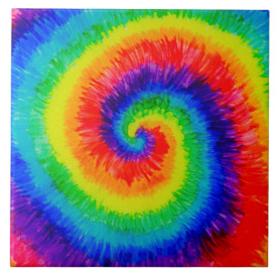 Rainbow Tie-Dye Alcohol Ink Painting Tile