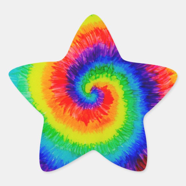 Rainbow Tie-Dye Alcohol Ink Star Sticker (Front)