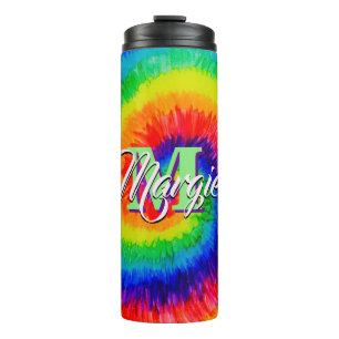 Rainbow Tie-Dye Alcohol Ink Thermal Tumbler
