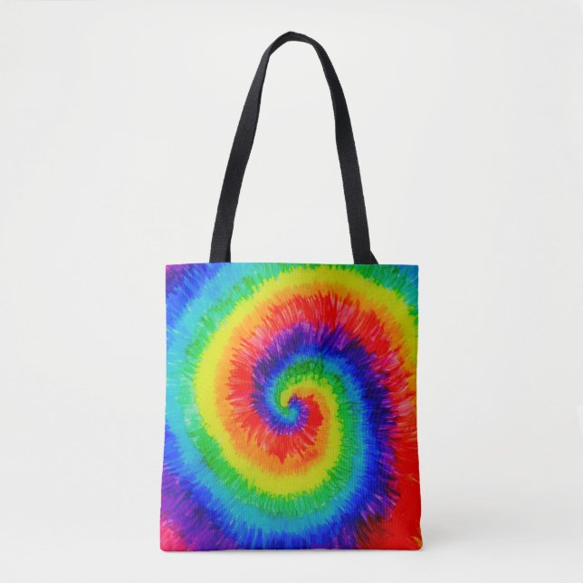 Rainbow Tie-Dye Alcohol Ink Tote Bag (Front)