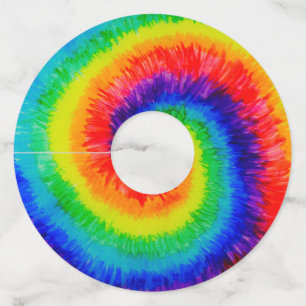 Rainbow Tie-Dye Alcohol Ink Wine Glass Tag