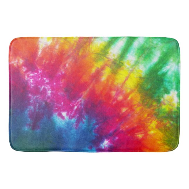 Rainbow Tie-Dye Bath Mat (Front)