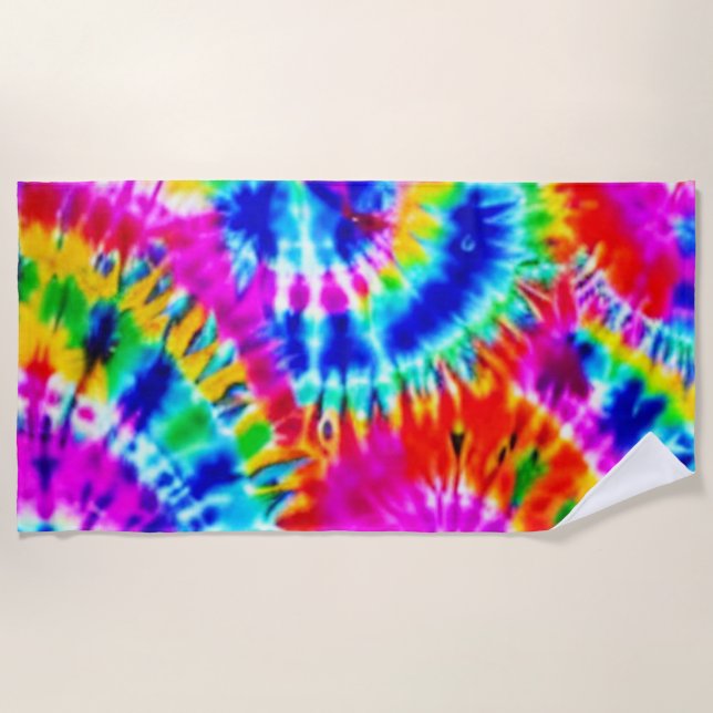 Rainbow Tie Dye Beach Towel (Front)