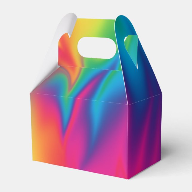 Rainbow Tie-Dye Birthday Party Favour Gable Box (Front Side)
