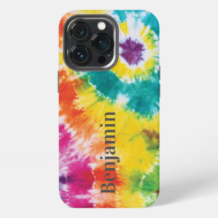 Rainbow Tie Dye Custom Name Modern Dad Birthday iPhone 13 Pro Case