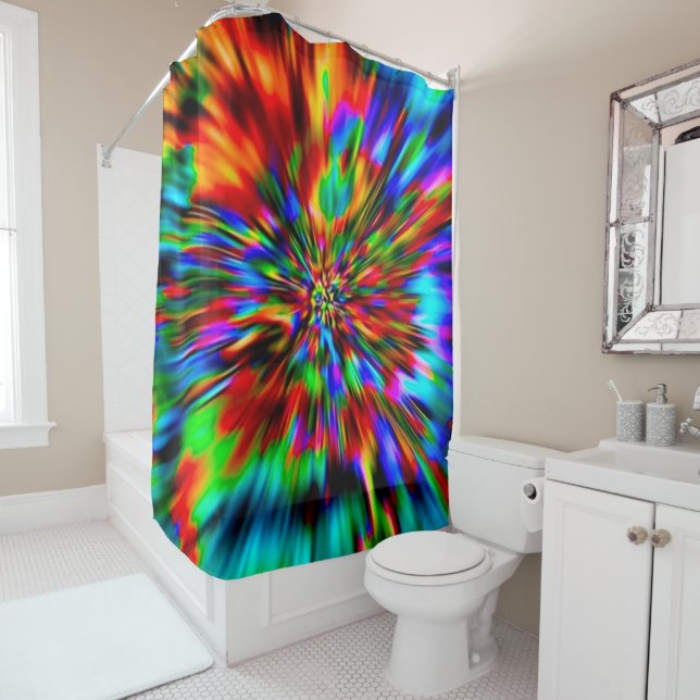Rainbow Tie Dye Custom Shower Curtain (In Situ)