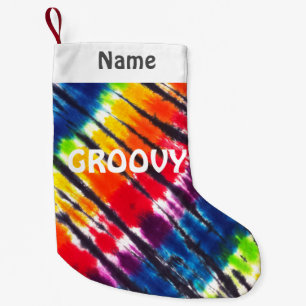 Rainbow Tie-Dye Customized Groovy Small Christmas Stocking