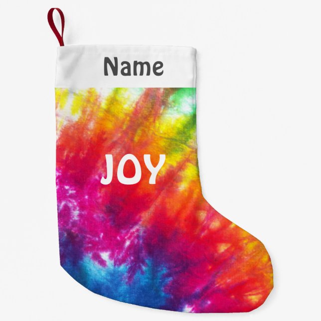 Rainbow Tie-Dye Customized Hope Small Christmas Stocking (Front)