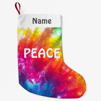Rainbow Tie-Dye Customized Peace Small Christmas Stocking