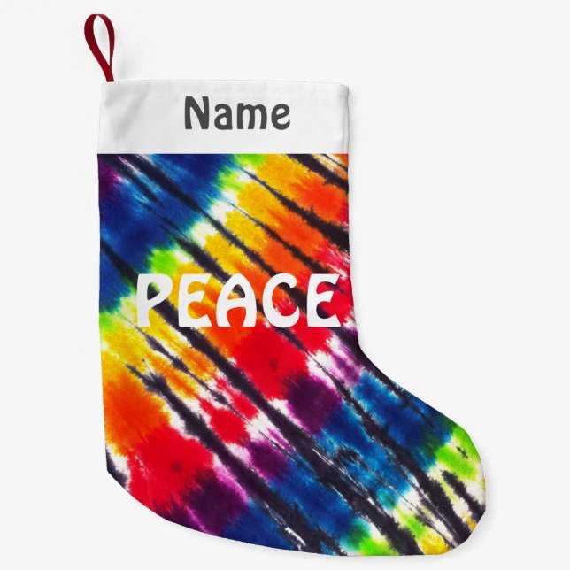 Rainbow Tie-Dye Customized Small Christmas Stocking (Front)