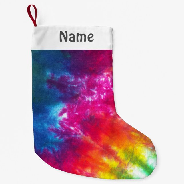 Rainbow Tie-Dye Customized Small Christmas Stocking (Front)