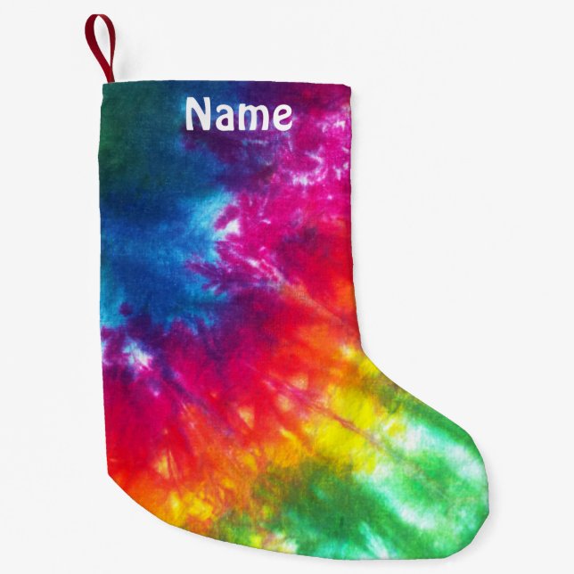 Rainbow Tie-Dye Customized Small Christmas Stocking (Front)