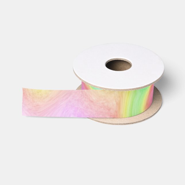 Rainbow Tie Dye Digital Art Satin Ribbon (Spool)