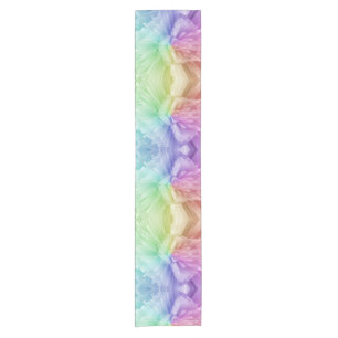 Rainbow Tie Dye Feathers Colourful Short Table Runner