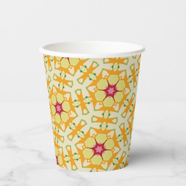 Rainbow Tie-dye Geometric Mandala 8 Pattern Paper Cups (Front)