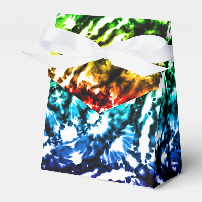 Rainbow Tie Dye Mandala Star Birthday Party Favor Box (Front Side)