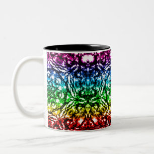 Rainbow Tie Dye Mandala Star Two-Tone Coffee Mug
