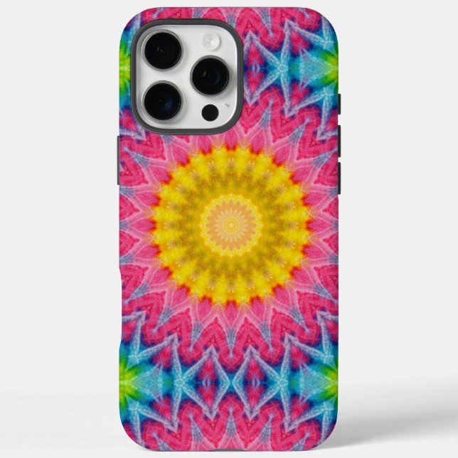 Rainbow Tie-Dye Mandala with Vibrant Symmetry Case-Mate iPhone Case (Back)
