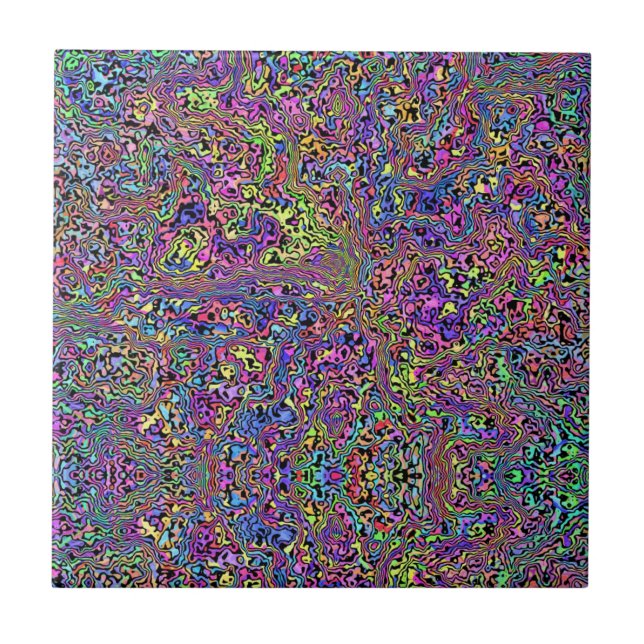 Rainbow Tie Dye Marble Hippie Look Tile (Front)