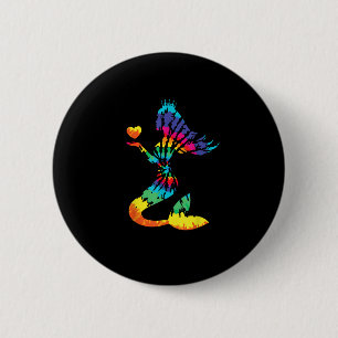Rainbow Tie-Dye Mermaid Shirt in 60s 70s Retro Hip 2 Inch Round Button