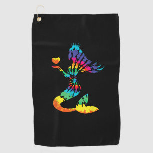 Rainbow Tie-Dye Mermaid Shirt in 60s 70s Retro Hip Golf Towel