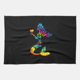 Rainbow Tie-Dye Mermaid Shirt in 60s 70s Retro Hip Kitchen Towel