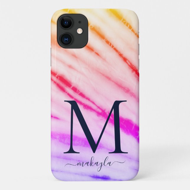 Rainbow Tie Dye Monogram  Case-Mate iPhone Case (Back)
