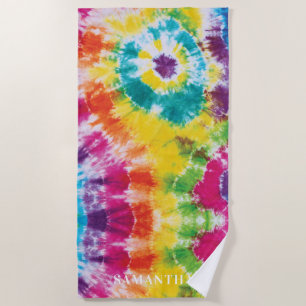 Rainbow Tie Dye Personalized Colourful Beach Towel