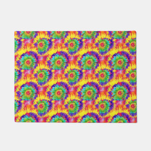 Rainbow Tie Dye Retro Style Colourful Art Artist Doormat