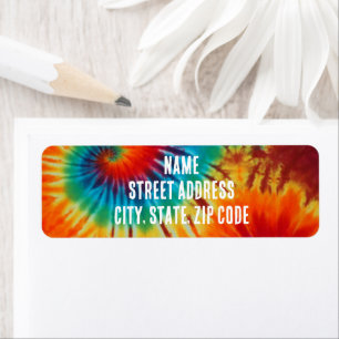 Rainbow Tie Dye Return Address Label Colourful